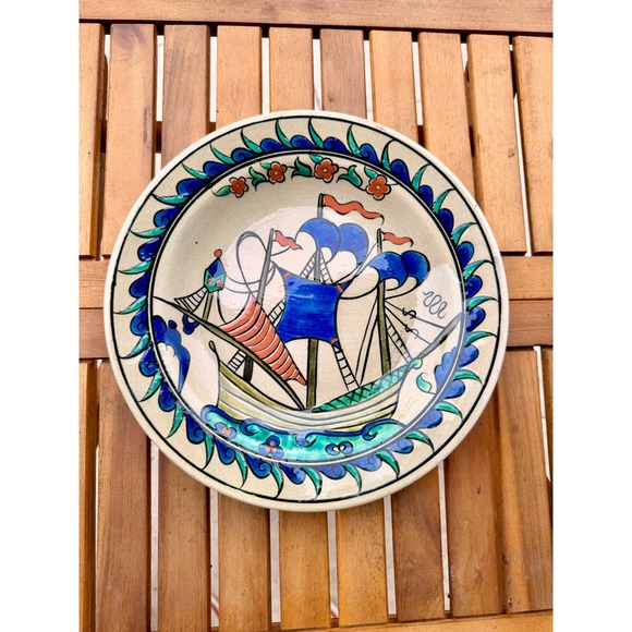 Ephesus Ceramic Other - Ephesus Ceramic Turkey Handmade Hand Painted Sailing Ship Decorative Wall Plate